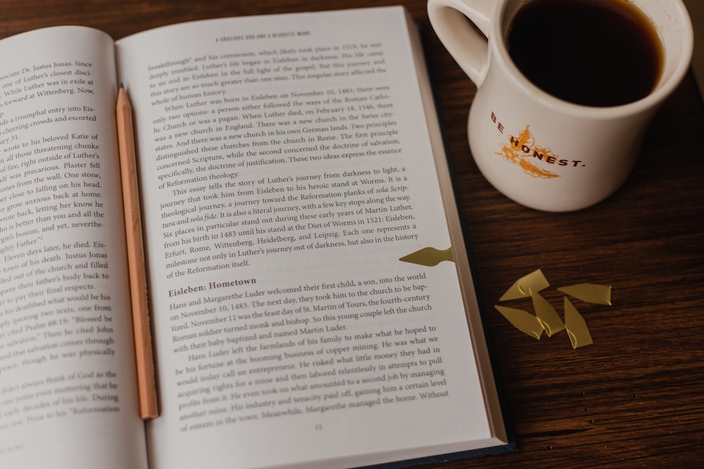 white book page on brown wooden table