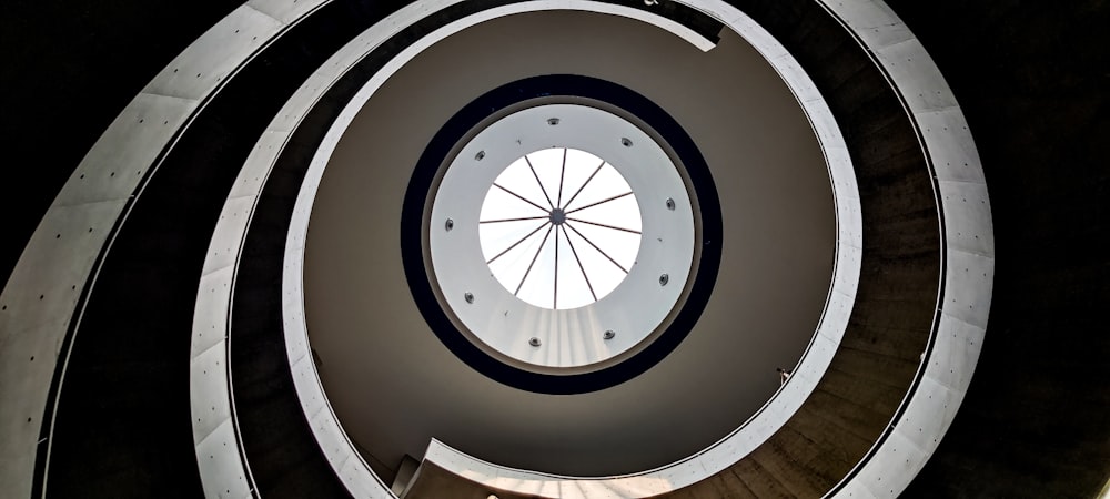 white and black round ceiling light