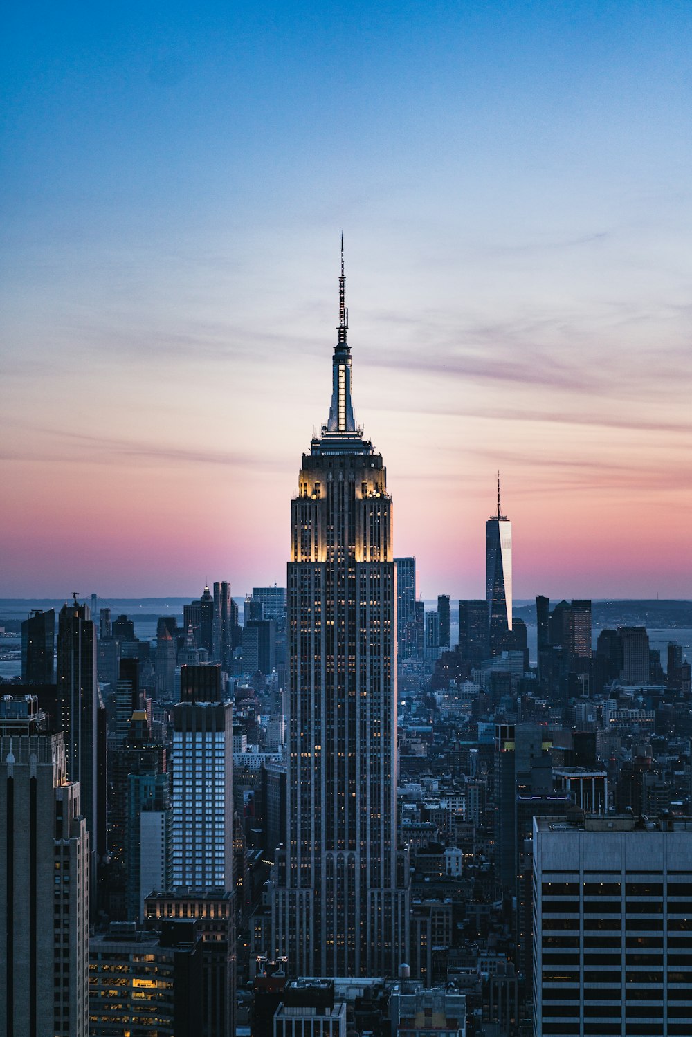 high rise buildings during sunset