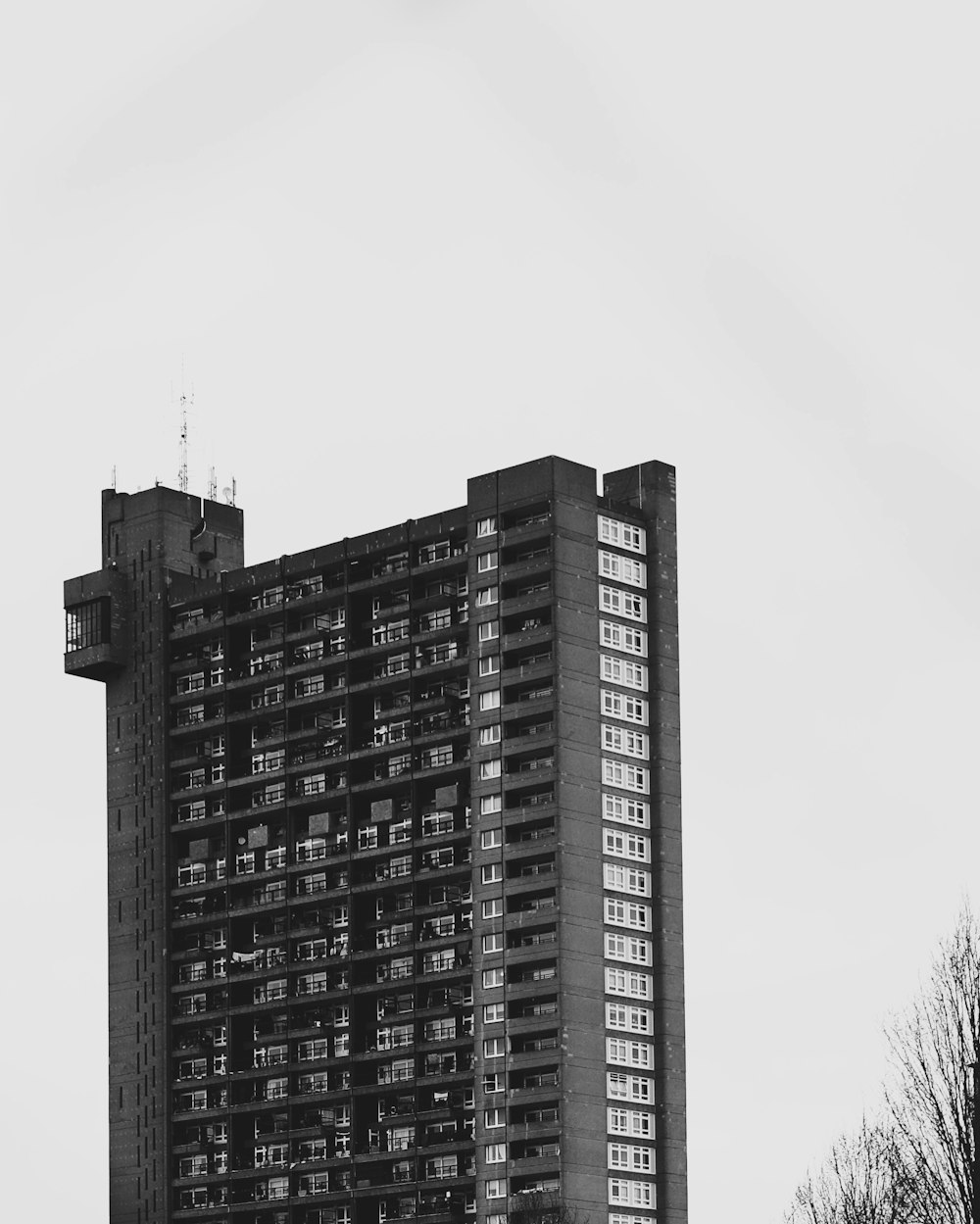 grayscale photo of high rise building