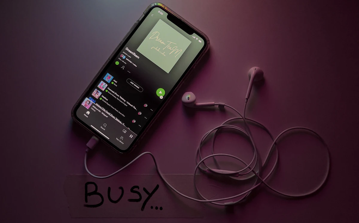 Smartphone with a music streaming app