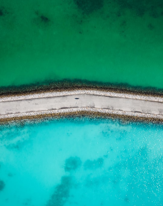 aerial view of green sea in Hithadhoo Maldives