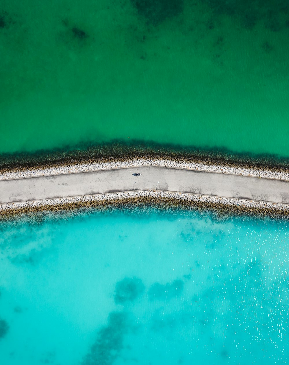 aerial view of green sea