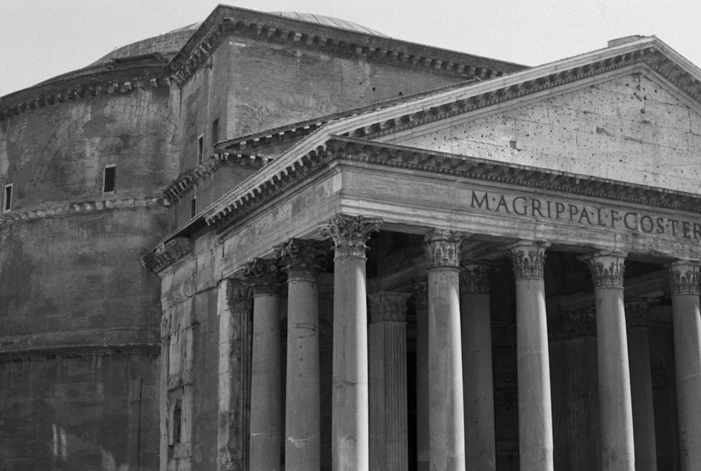 grayscale photo of concrete building