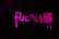 Bold pink neon letters illuminate against a dark background, displaying an explicit phrase partially obscured by blur.