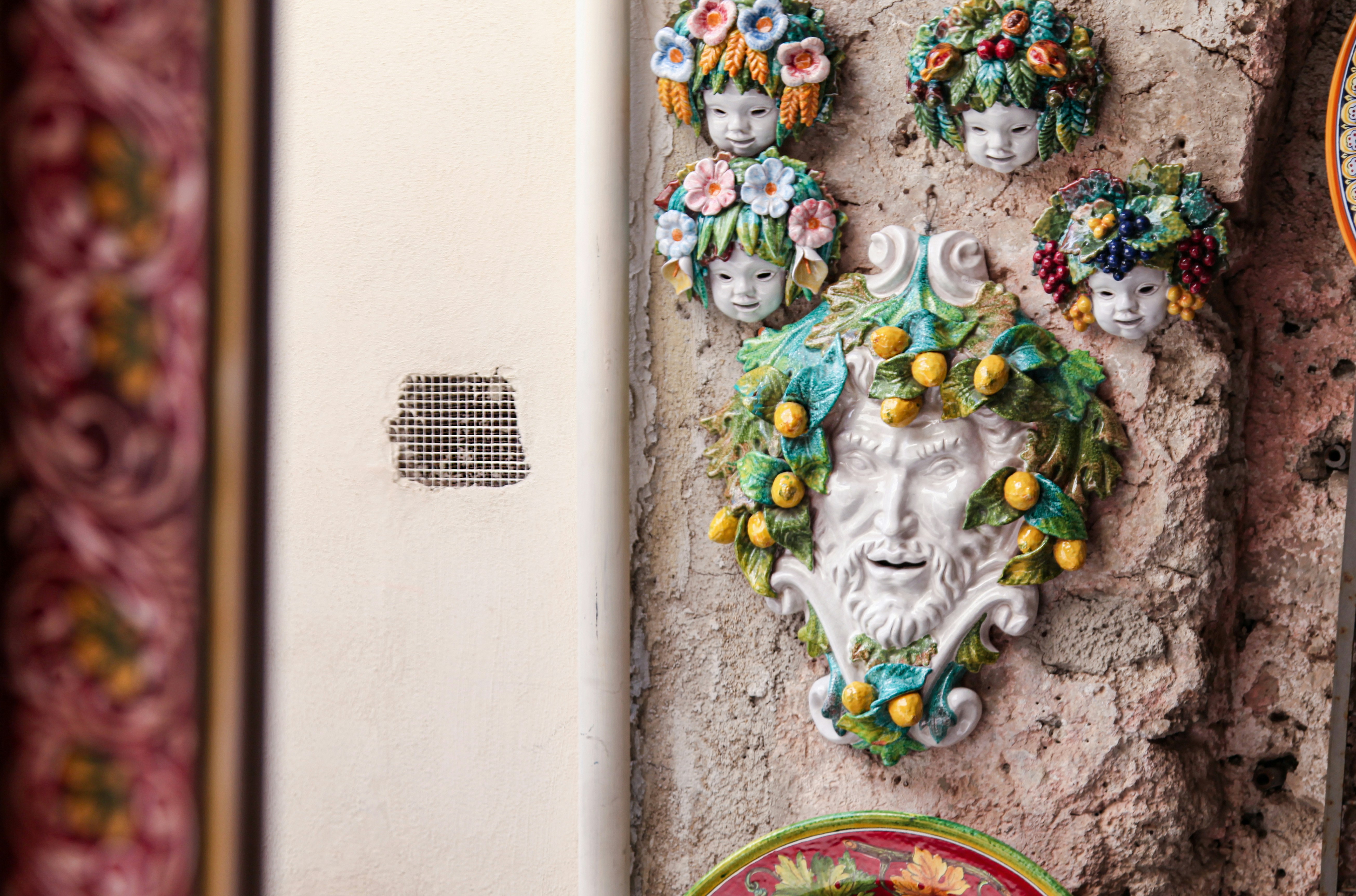 white and green dragon wall decor