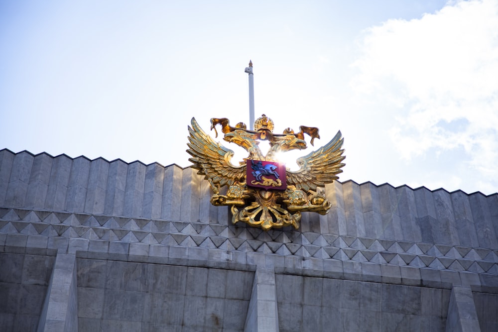 gold and blue dragon statue