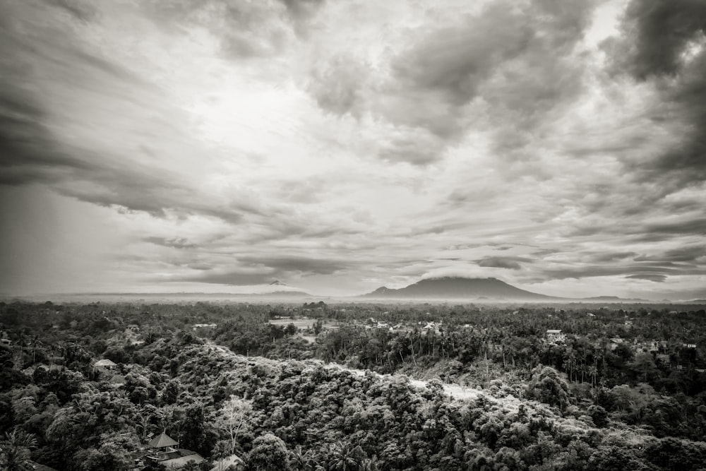 grayscale photo of mountain ranges