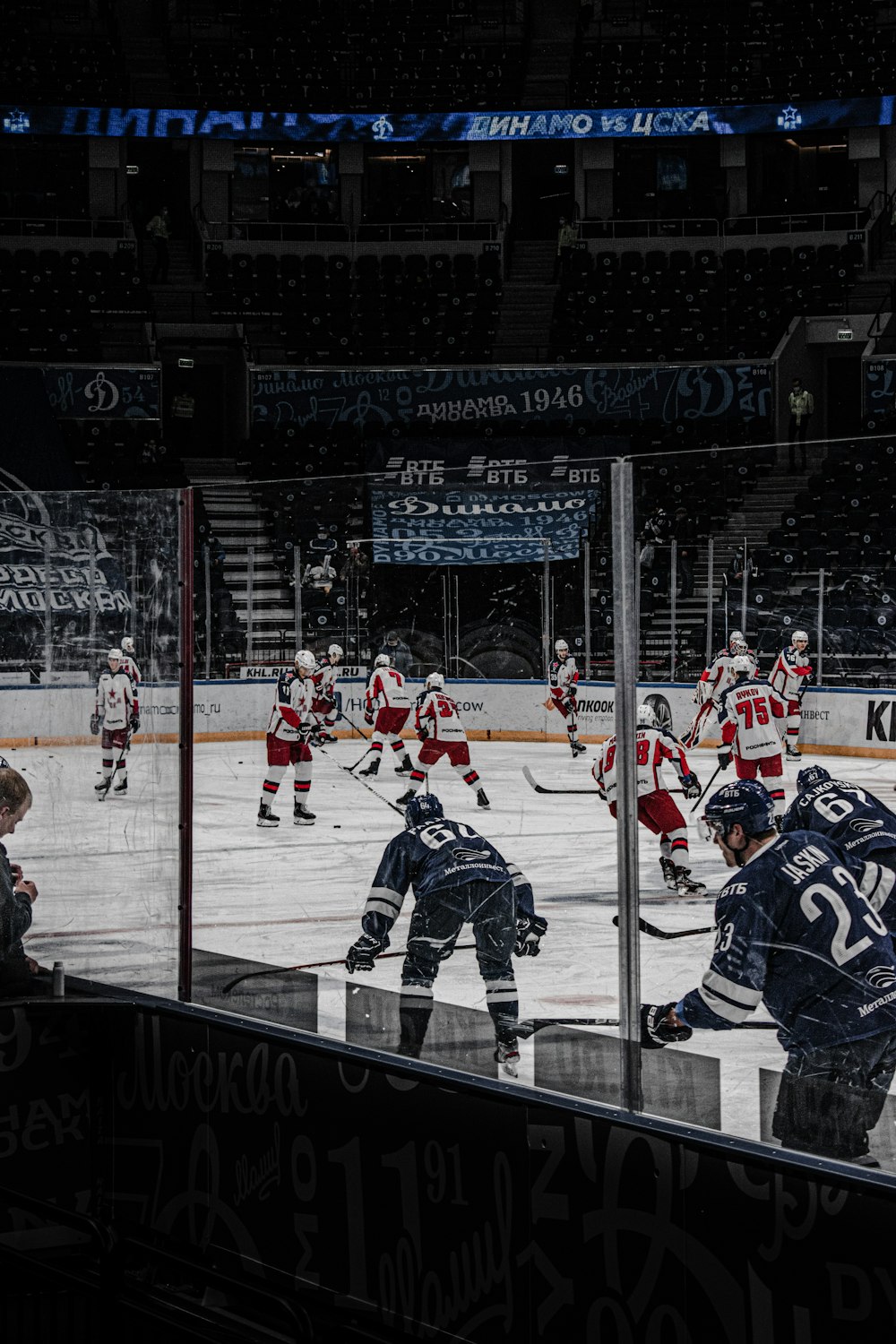 ice hockey players on ice hockey field