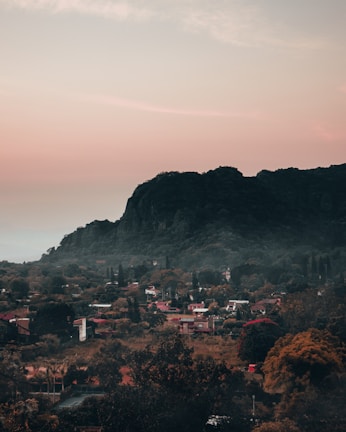 A serene landscape depicting a peaceful community setting.