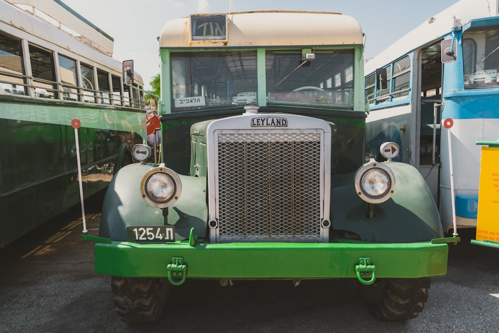 green and yellow vintage truck