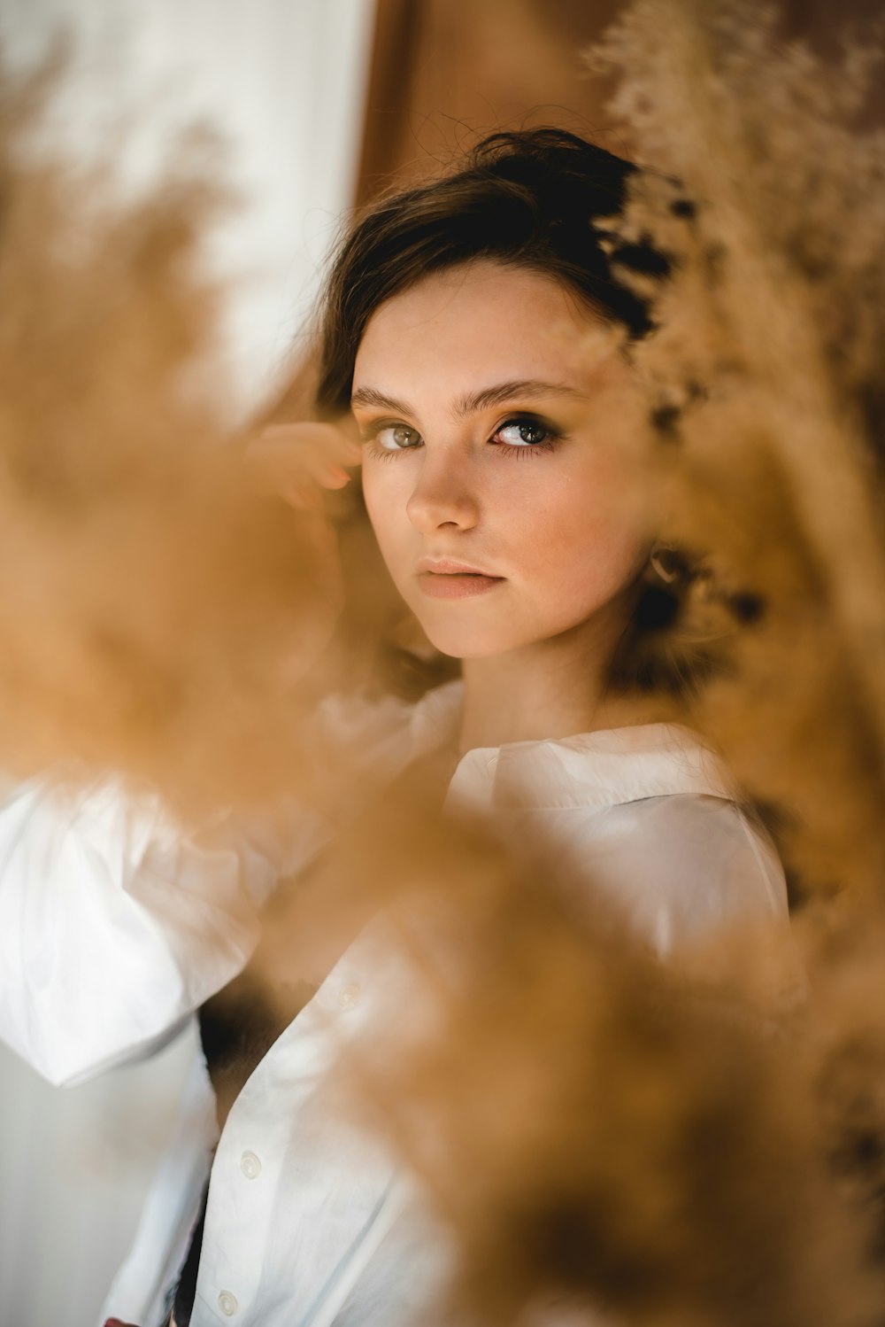 woman in white dress shirt