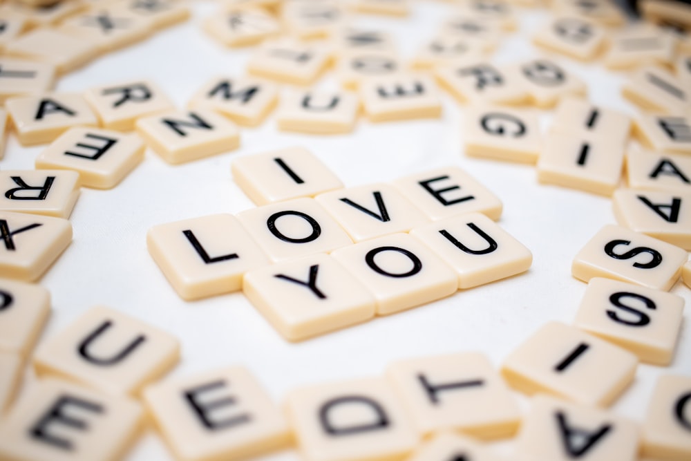 white and black letter blocks