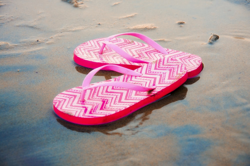 pink and white flip flops