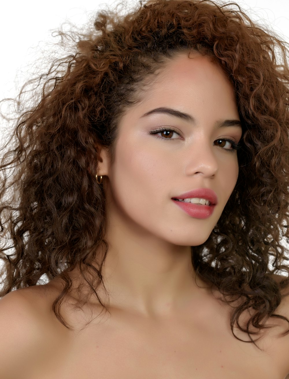 woman with brown curly hair