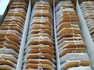 Eco-friendly packaging materials laid out beside freshly packed tea boxes.