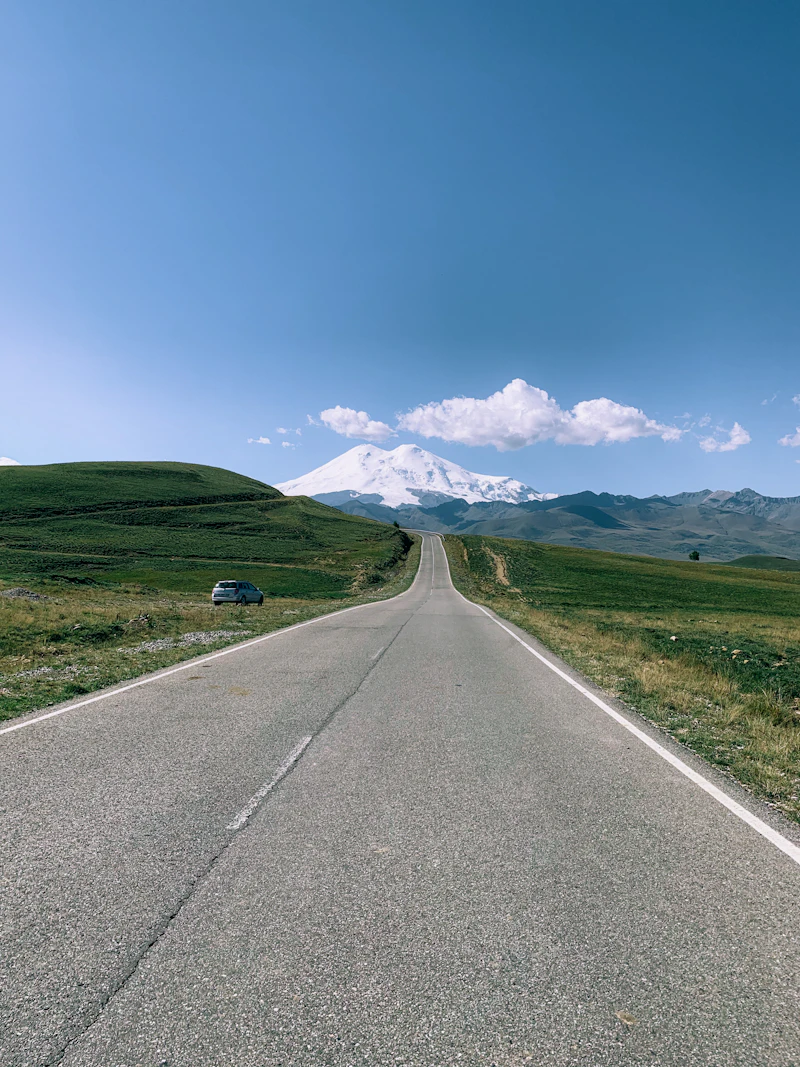 Open road to the mountains