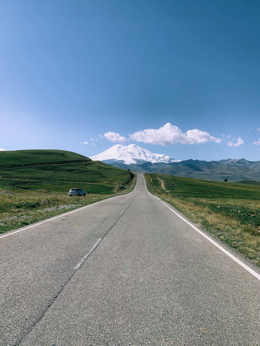 Open road to the mountains