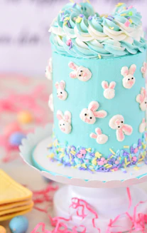 blue and white polka dot cupcake