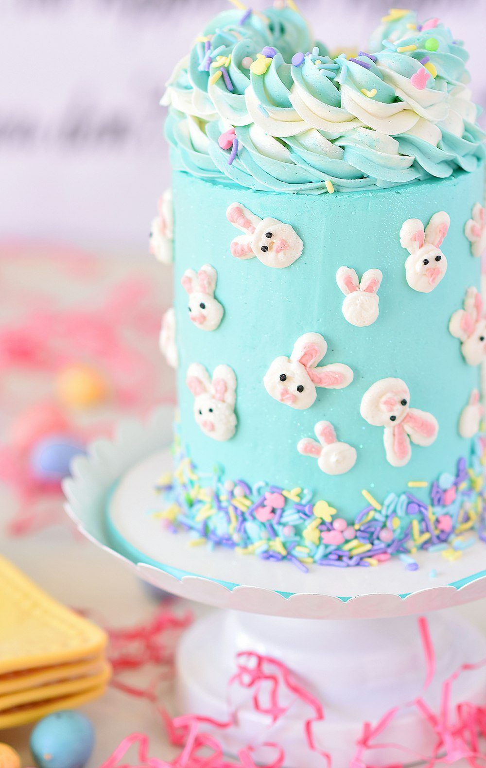 blue and white polka dot cupcake