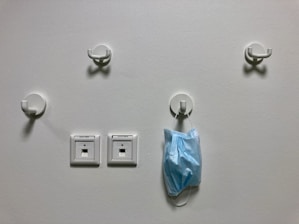 blue and white plastic bag