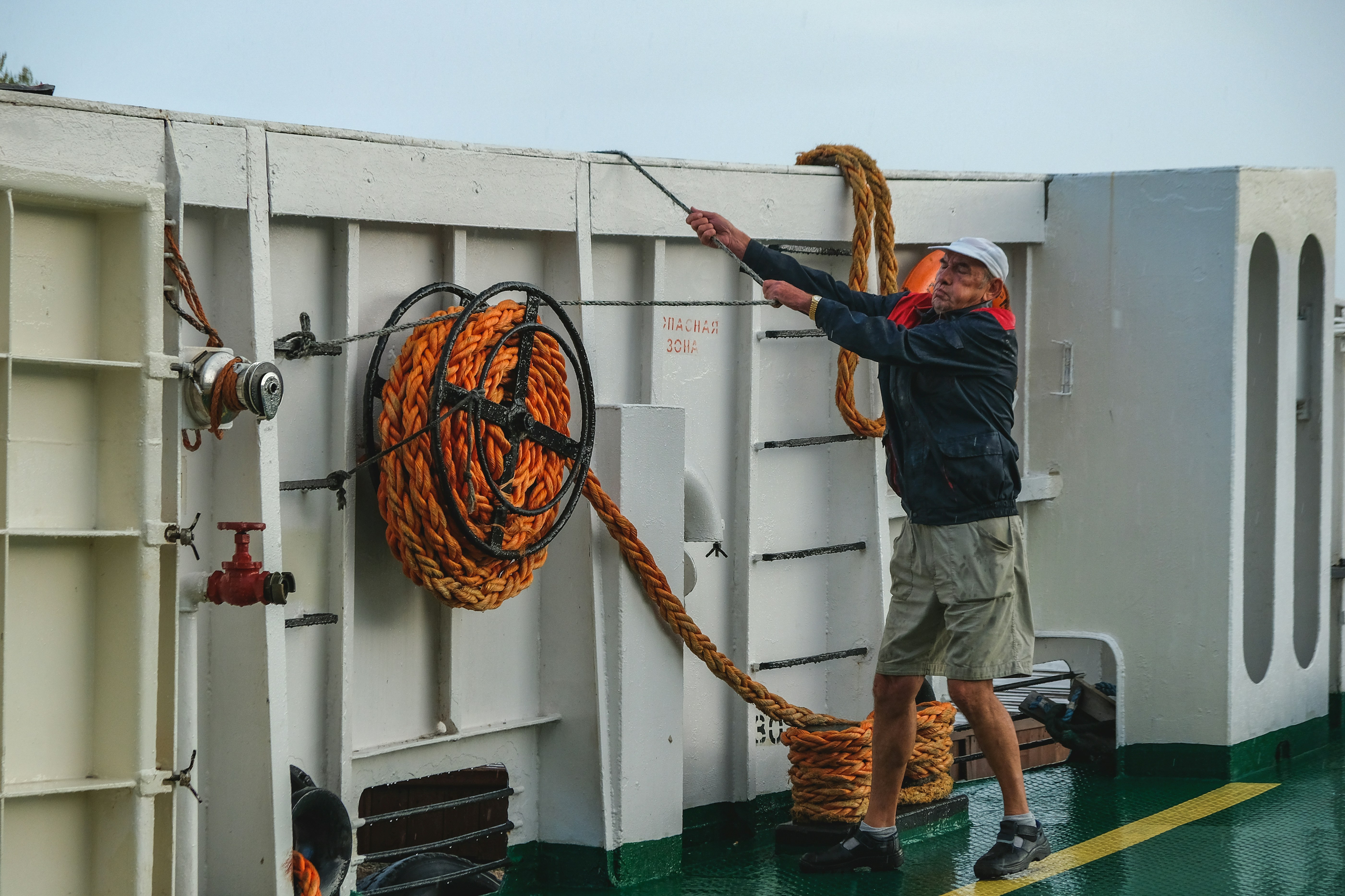 Marine engineer working on vessel
