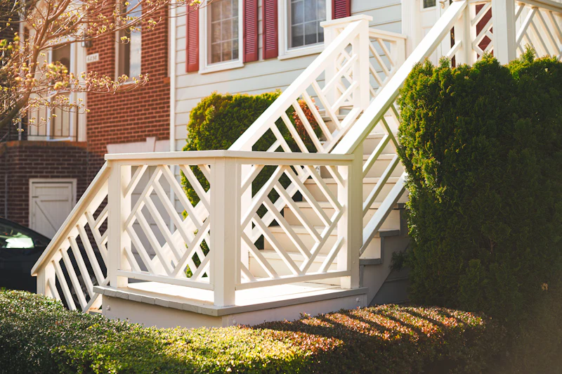 Anti Slip Tape in Pleasanton — White wooden outdoor staircase near grass