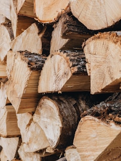 brown wood logs in close up photography