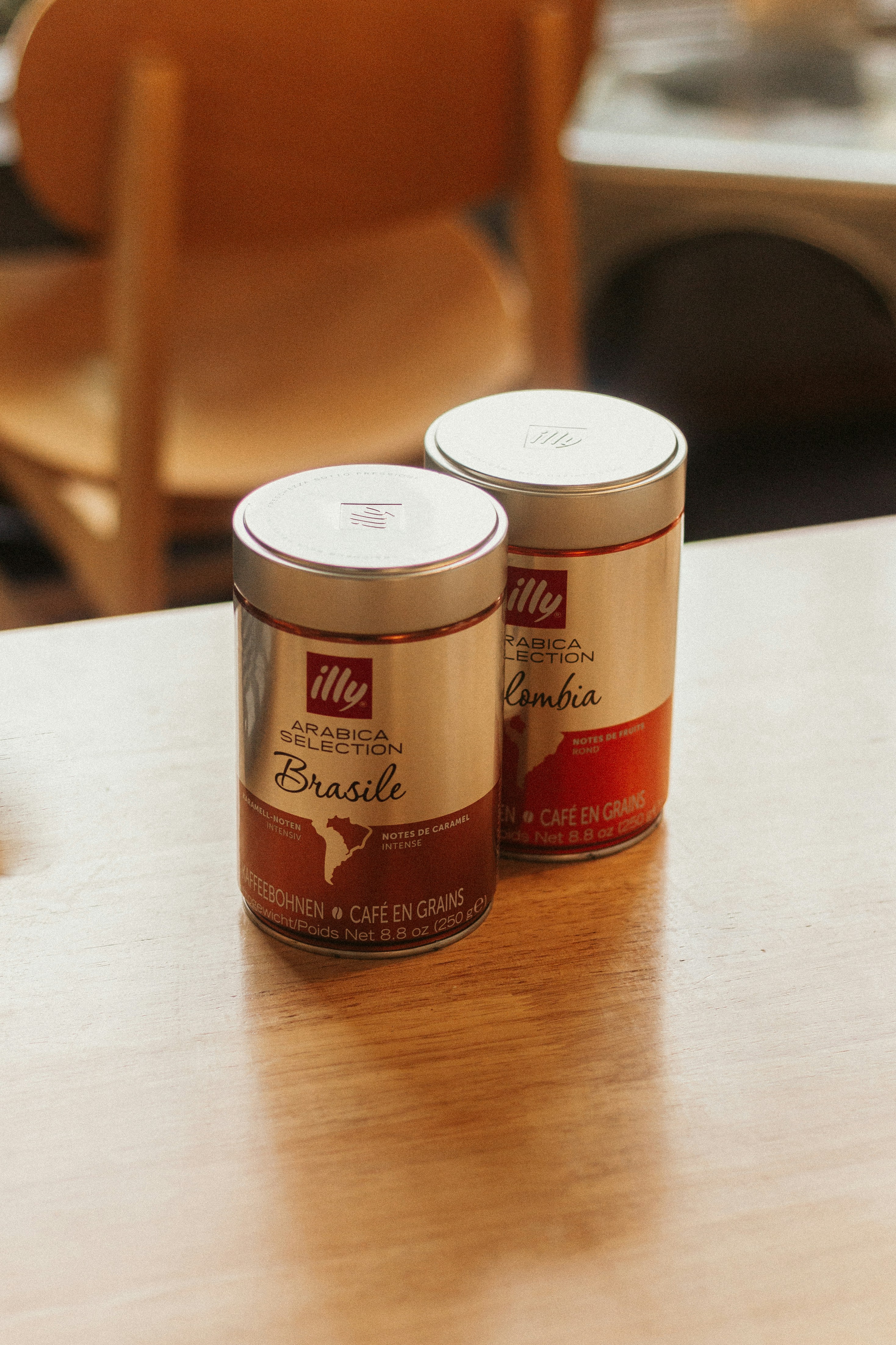 two red and white labeled bottles