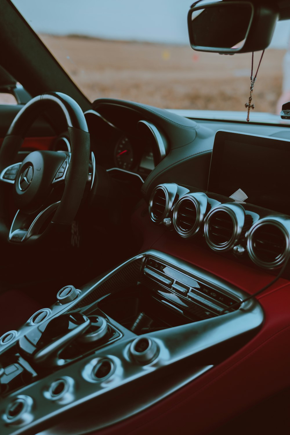 black and red mercedes benz car interior