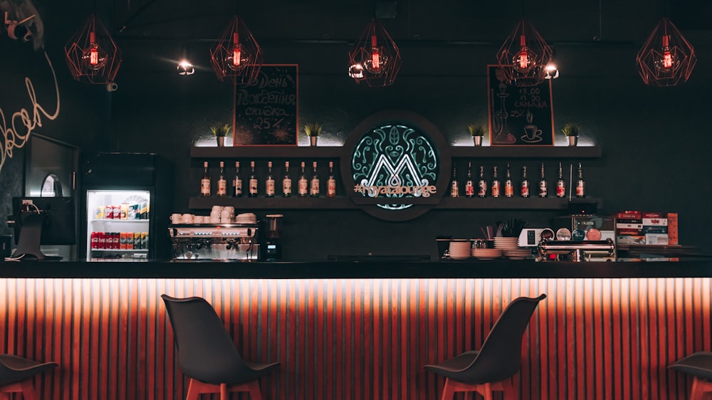 black and red bar stools