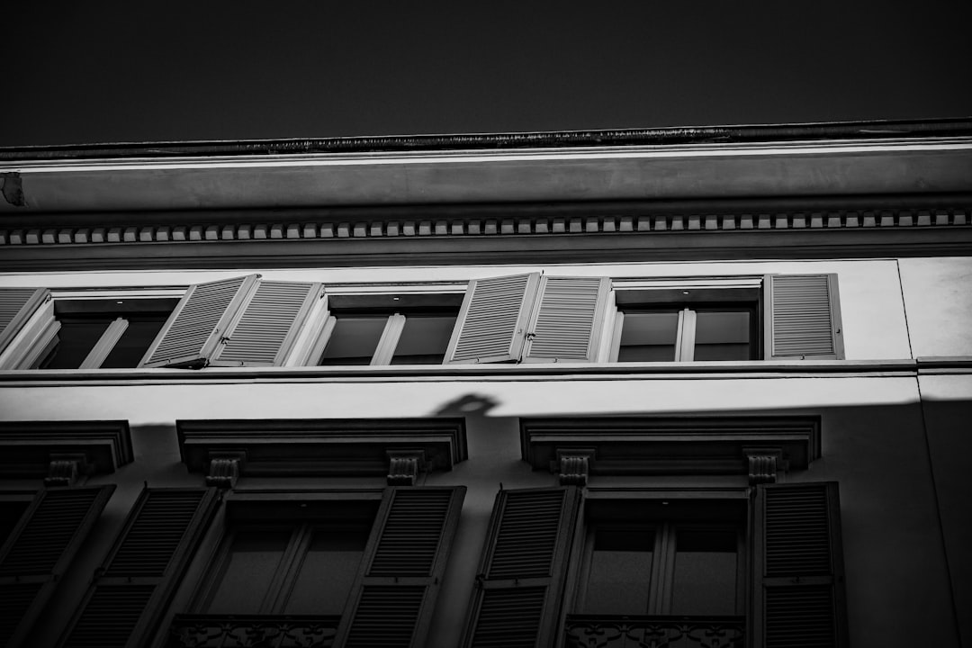 grayscale photo of a building