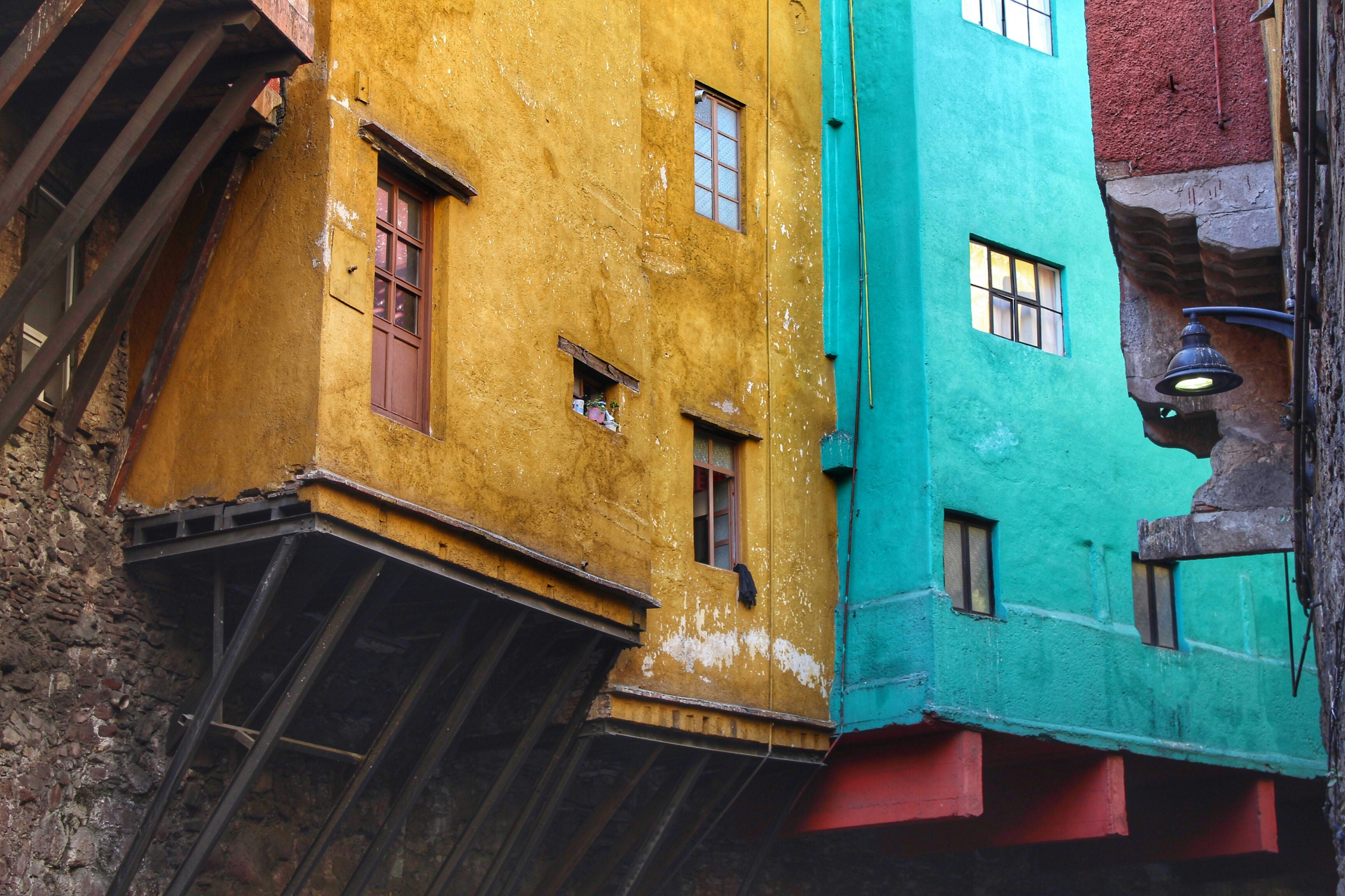 yellow and blue concrete building