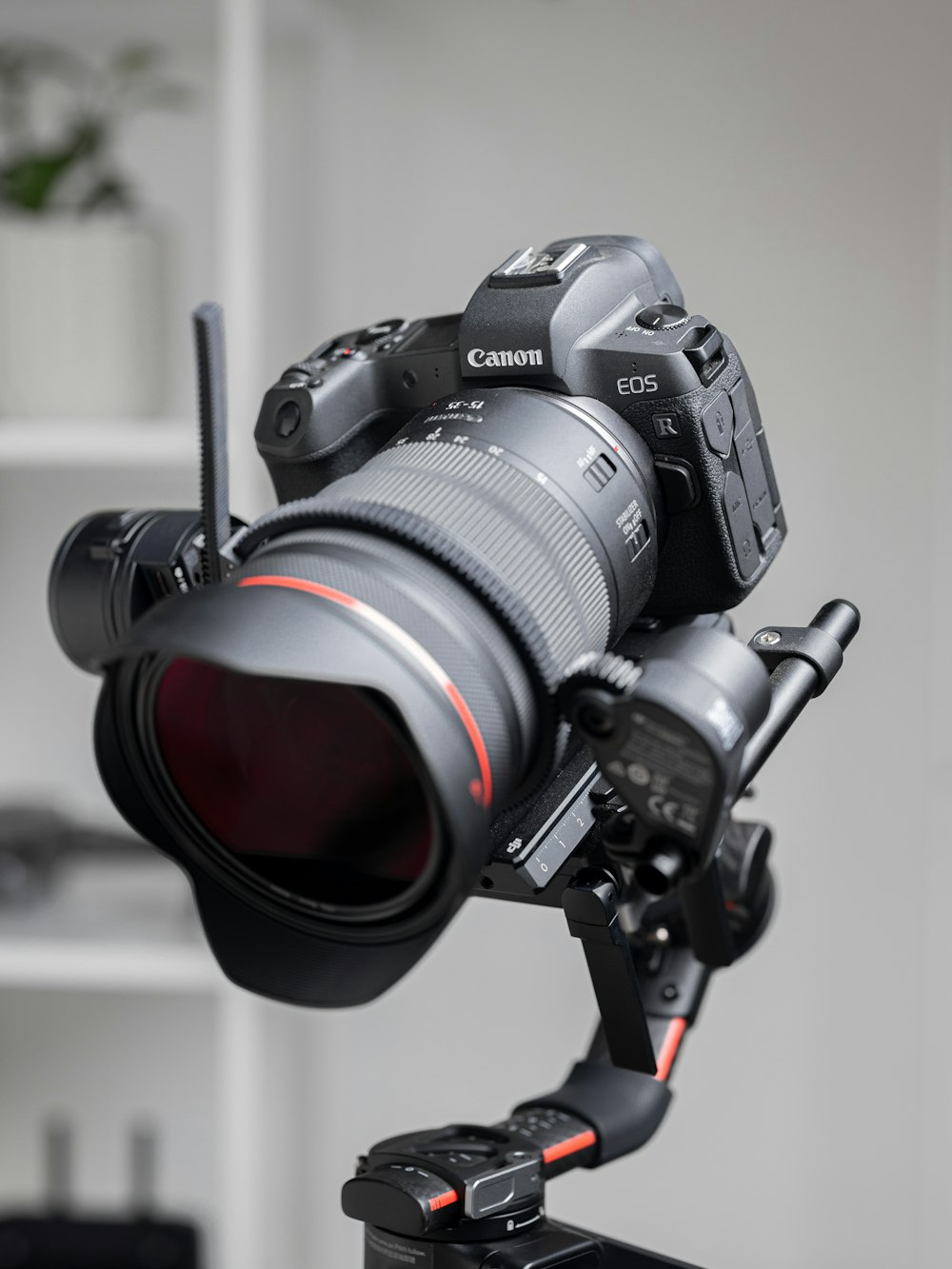 Fotocamera reflex digitale Nikon nera su treppiede nero