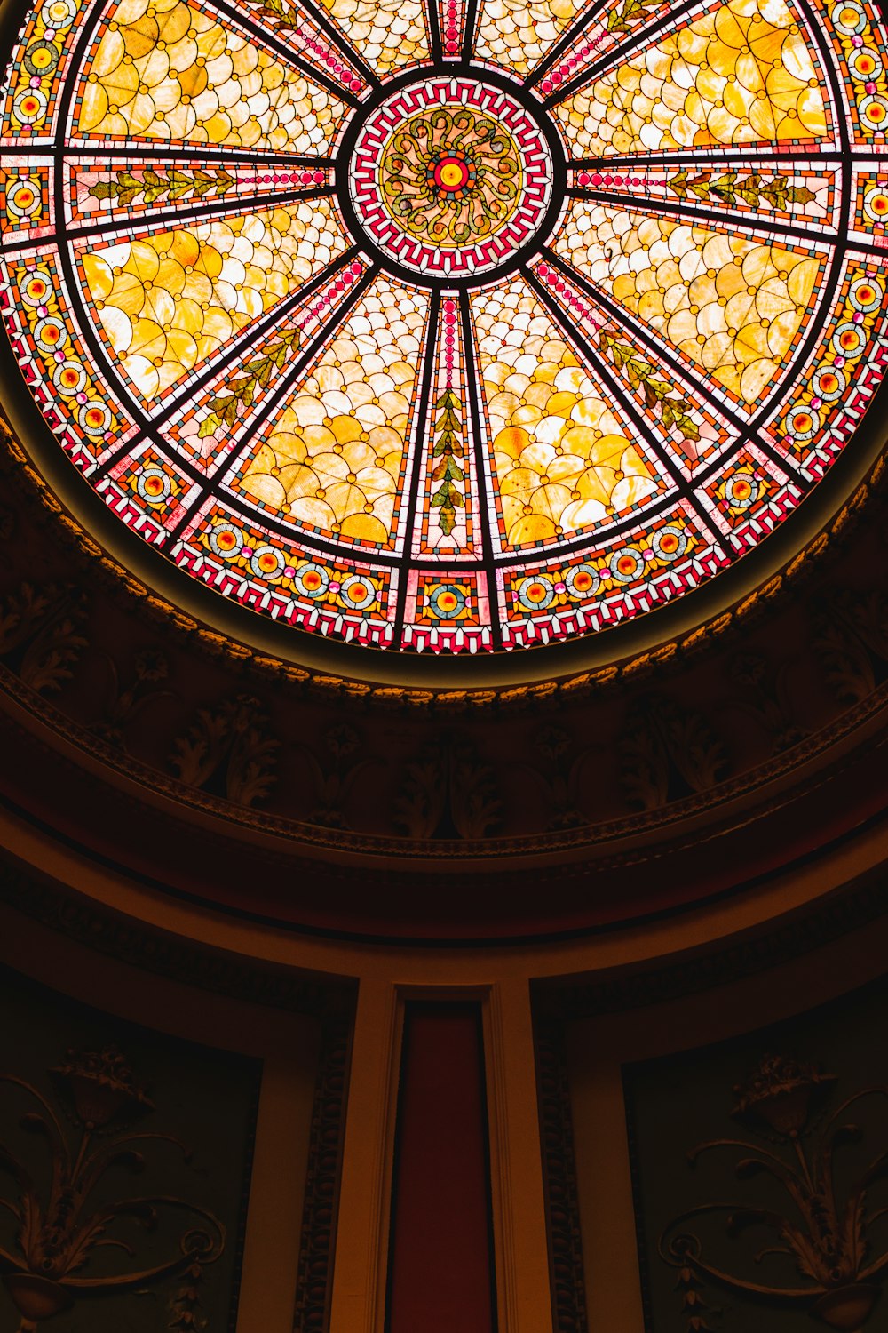 brown and black floral dome ceiling