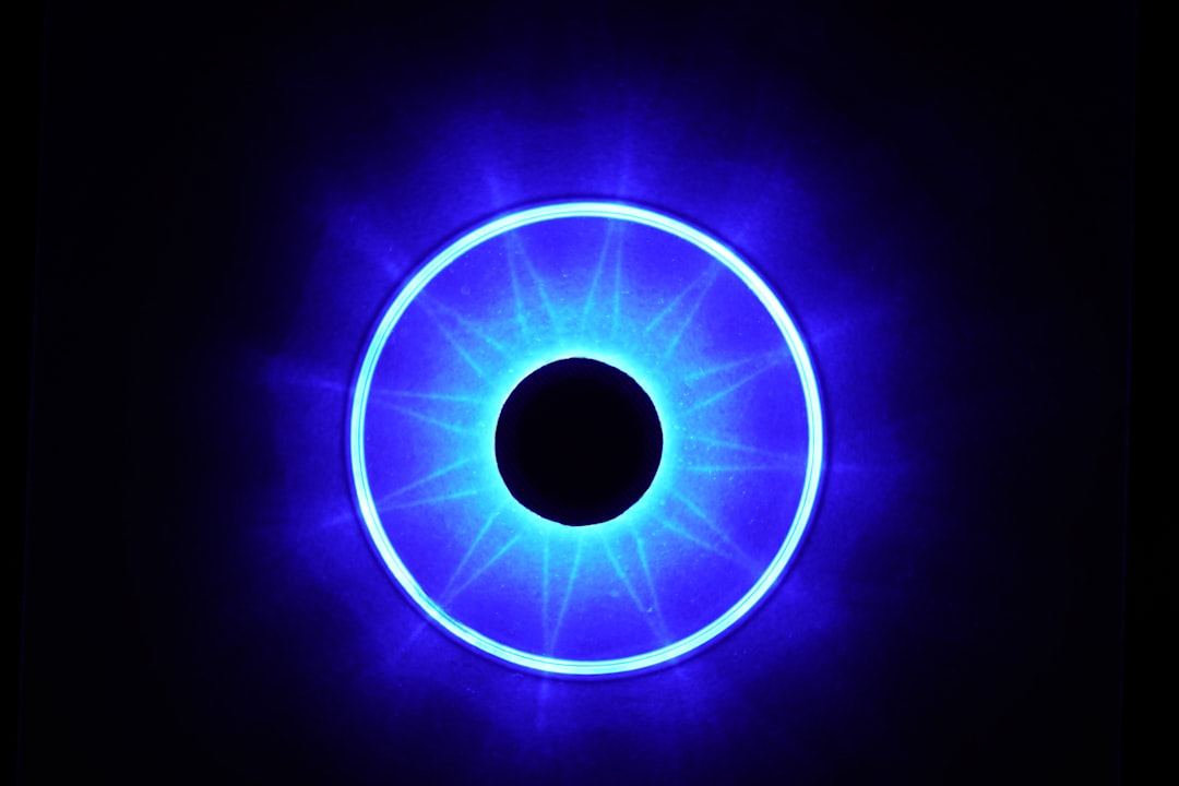 purple light in a dark room, LED lighting like star