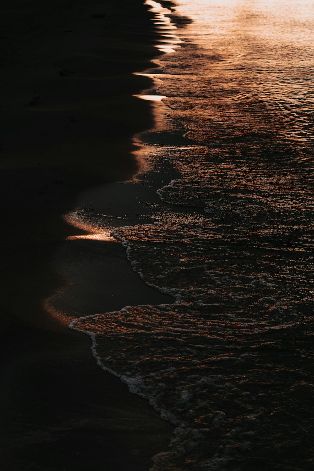 body of water during sunset