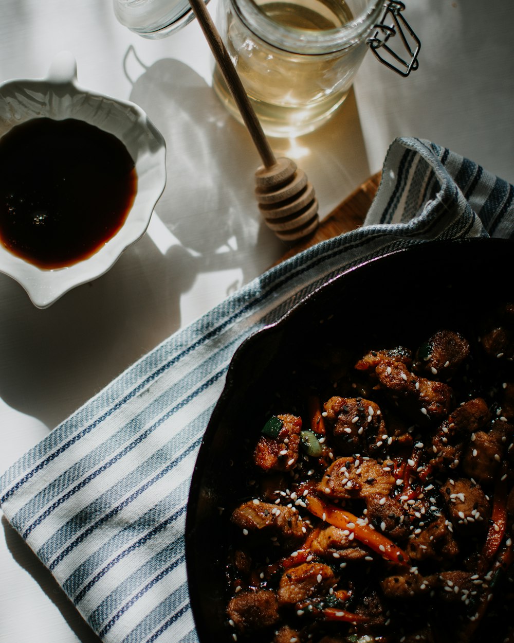 cooked food on black bowl