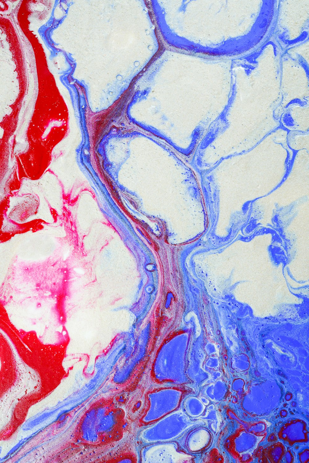 blue white and red abstract painting