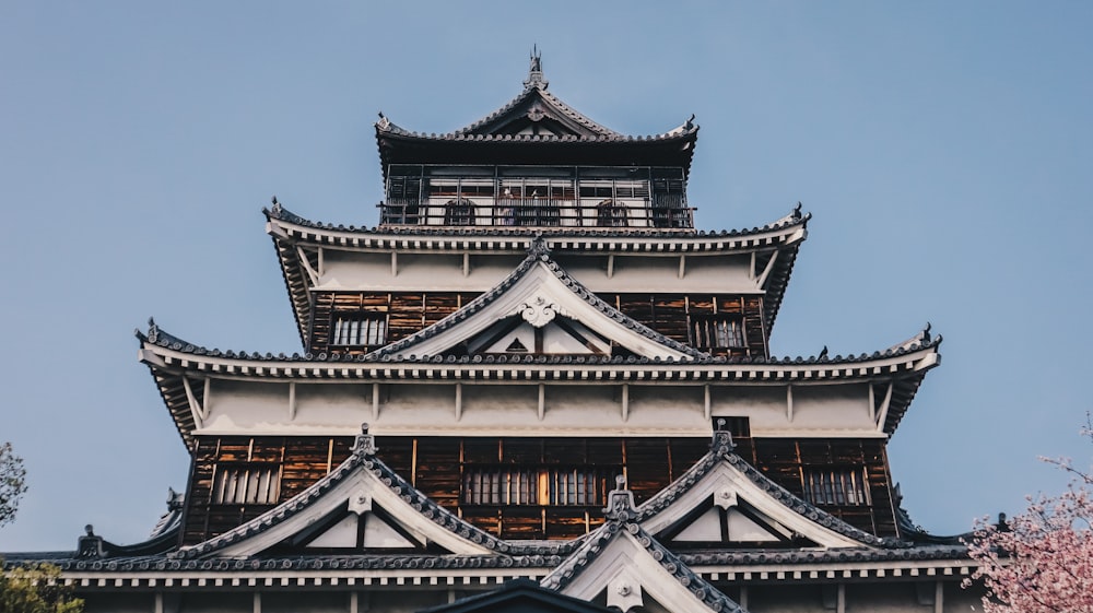 black and white pagoda temple