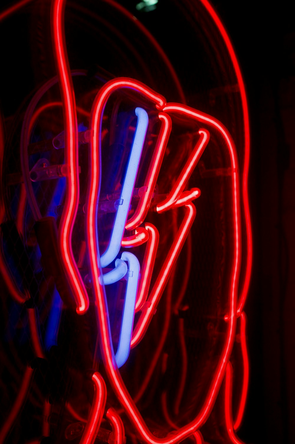 red and blue neon light