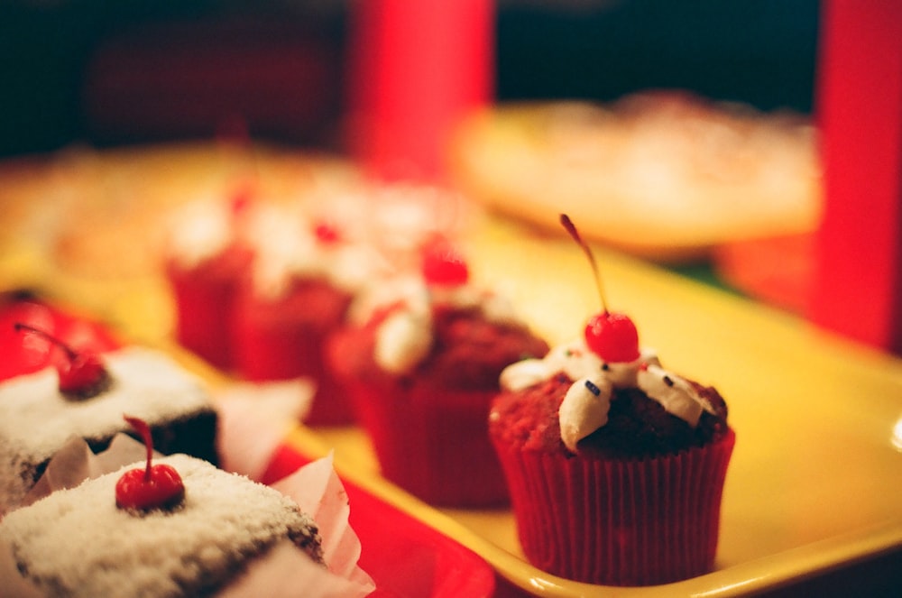 cupcake with strawberry on top