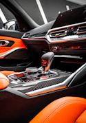 black and orange car interior