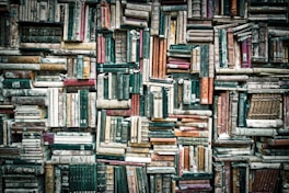books on black wooden shelf