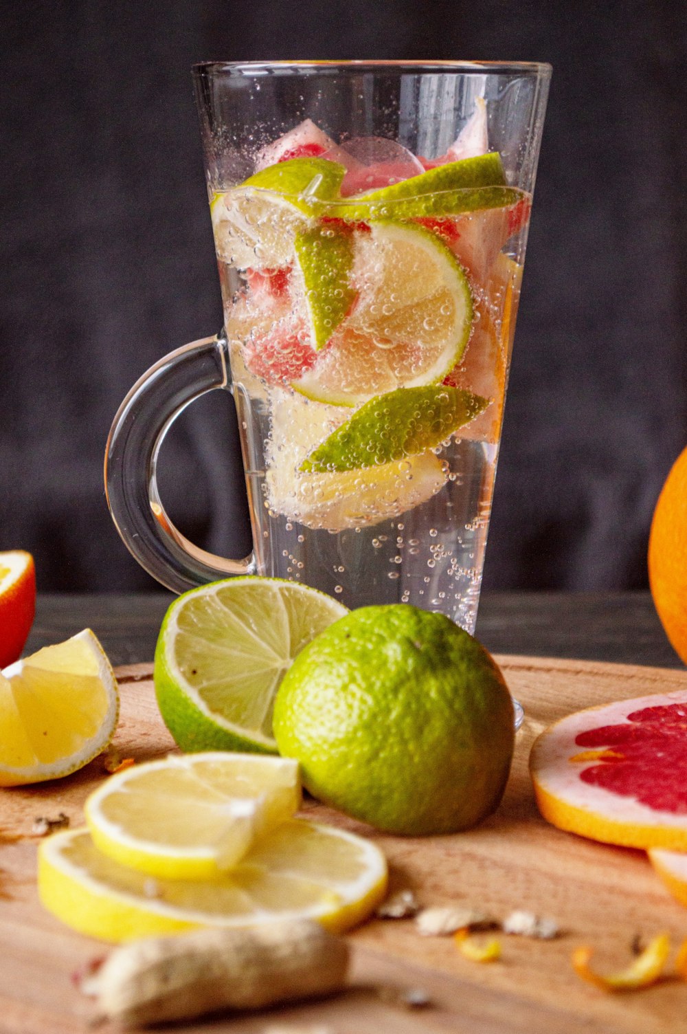 clear glass mug with lemon juice