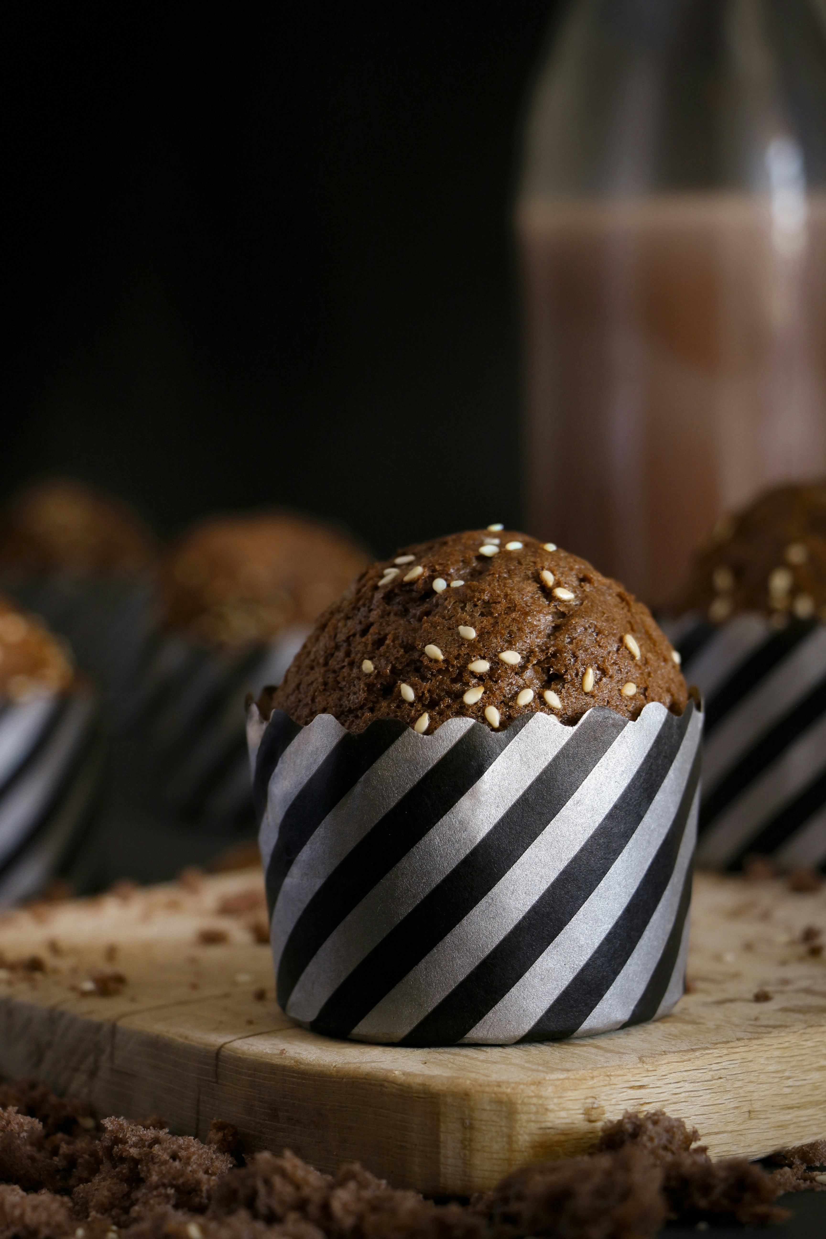 brown and white stripe cupcake