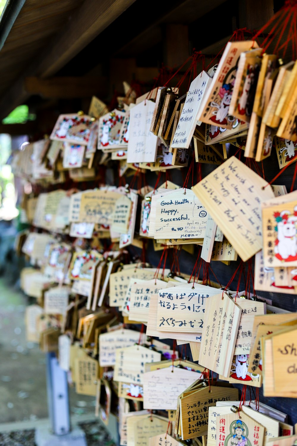 brown wooden cards on brown wooden shelf