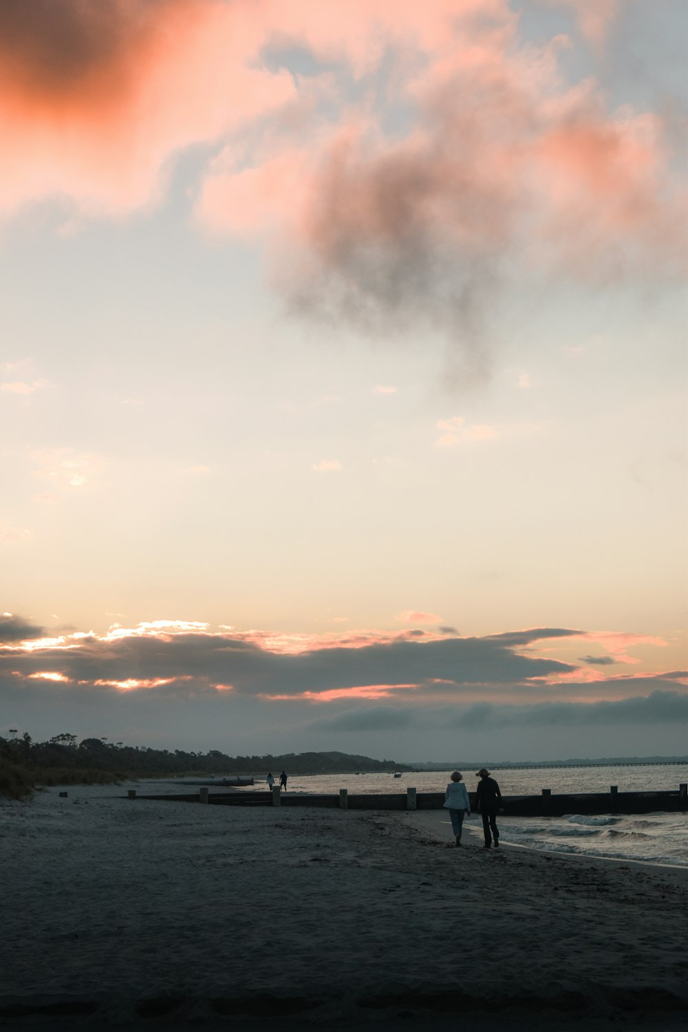 people on beach during sunset