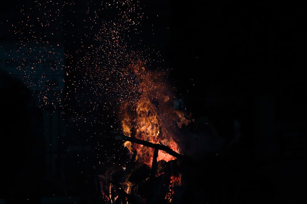 bonfire under starry night sky