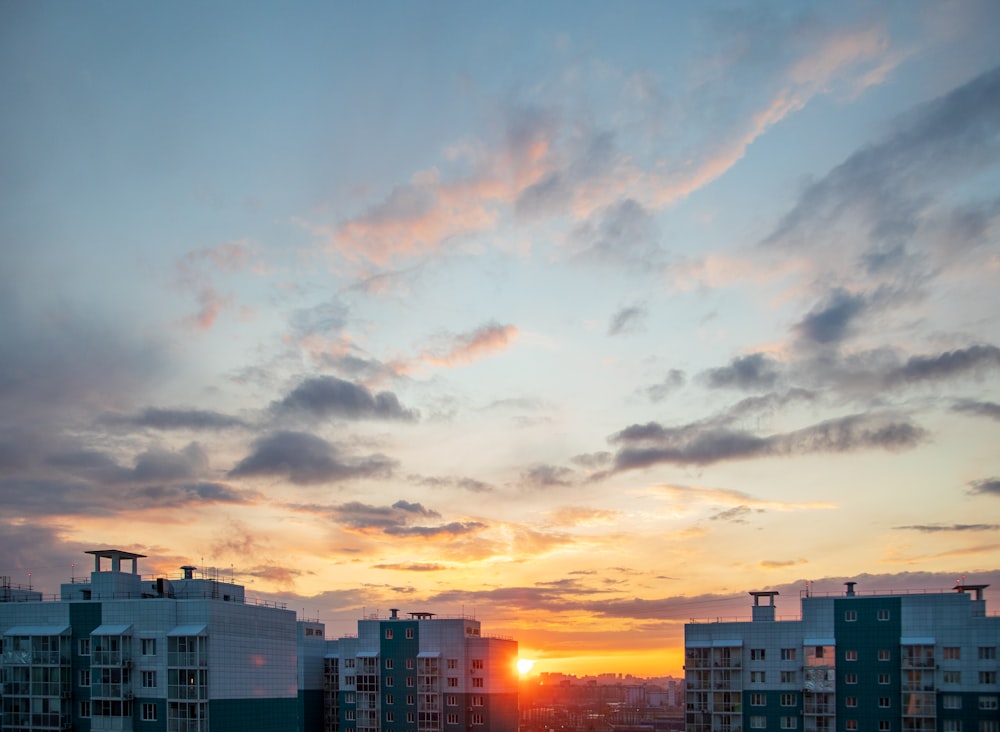 city buildings under cloudy sky during sunset